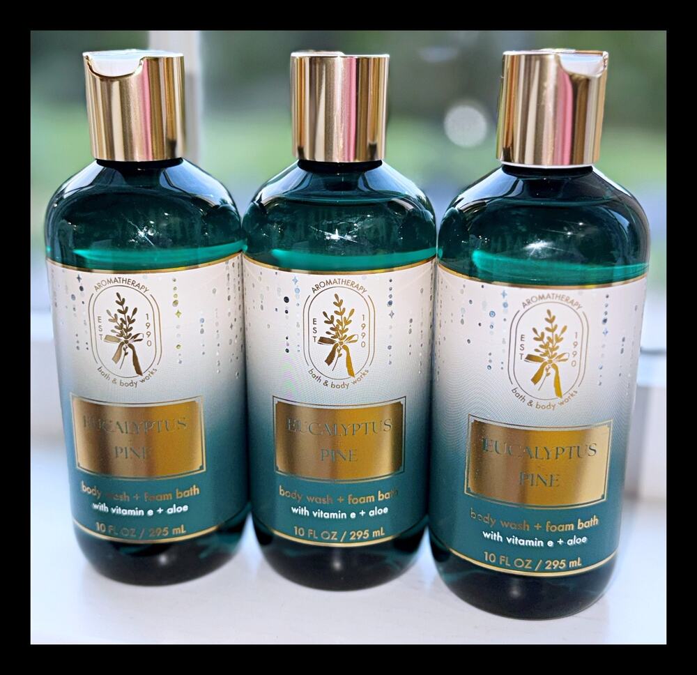 Bath & Body Works Aroma Eucalyptus Pine 10oz Body Wash Foam Bath x3